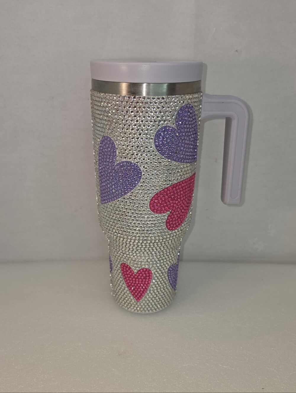 Hydrapeak Classic Voyager 40oz Limited Edition Purple Bling Outline Hearts.